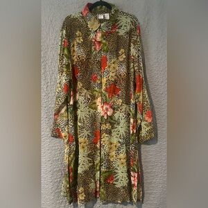 Floral and Animal Print Long Sleeve Cover Up